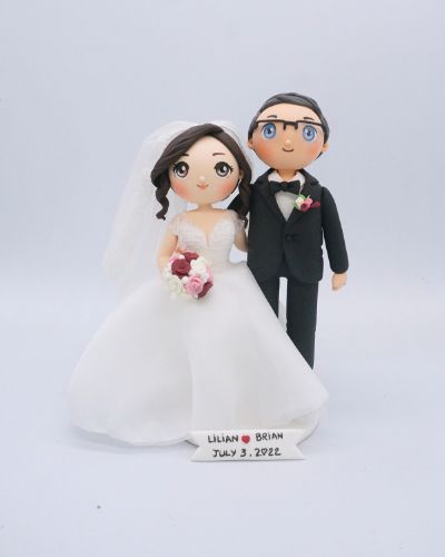 Picture of Geek Groom Wedding Cake Topper, Handmade Anniversary Gift for Nerdy Groom, Vintage wedding topper