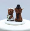Picture of Highland Cattle Wedding Cake Topper, Long-Haired Buffalo Bride & Groom