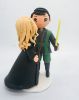 Picture of Harry Potter & Star Wars Themed Wedding Cake Topper, Jedi fan and Hufflepuff fan wedding