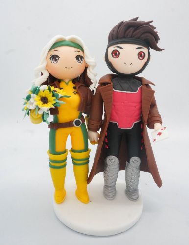 Picture of Gambit & Rogue Wedding Cake Topper, Custom X-Men Wedding Cake Topper, Wedding  Gift for X-Men Comic Fans