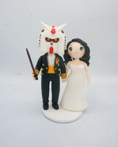 Picture of Gundam Wedding Cake Topper, Gundam Groom Clay Miniature