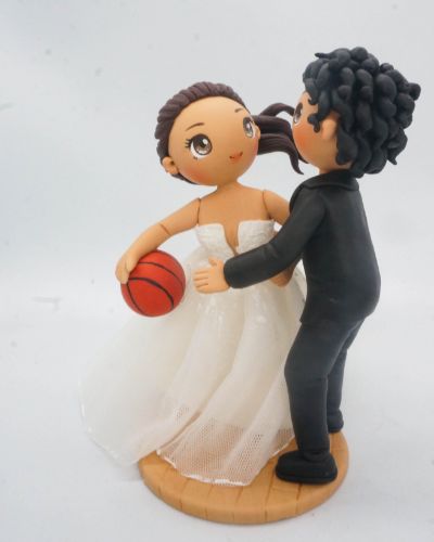 Picture of Basketball Wedding Cake Topper, Basketball Defending Wedding Cake Topper