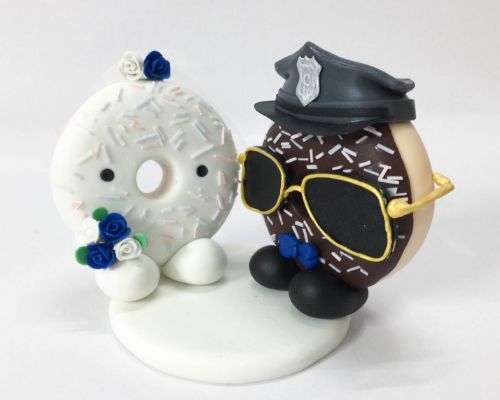 Picture of Donut Cop Wedding Cake Topper, Policeman Wedding Cake Topper