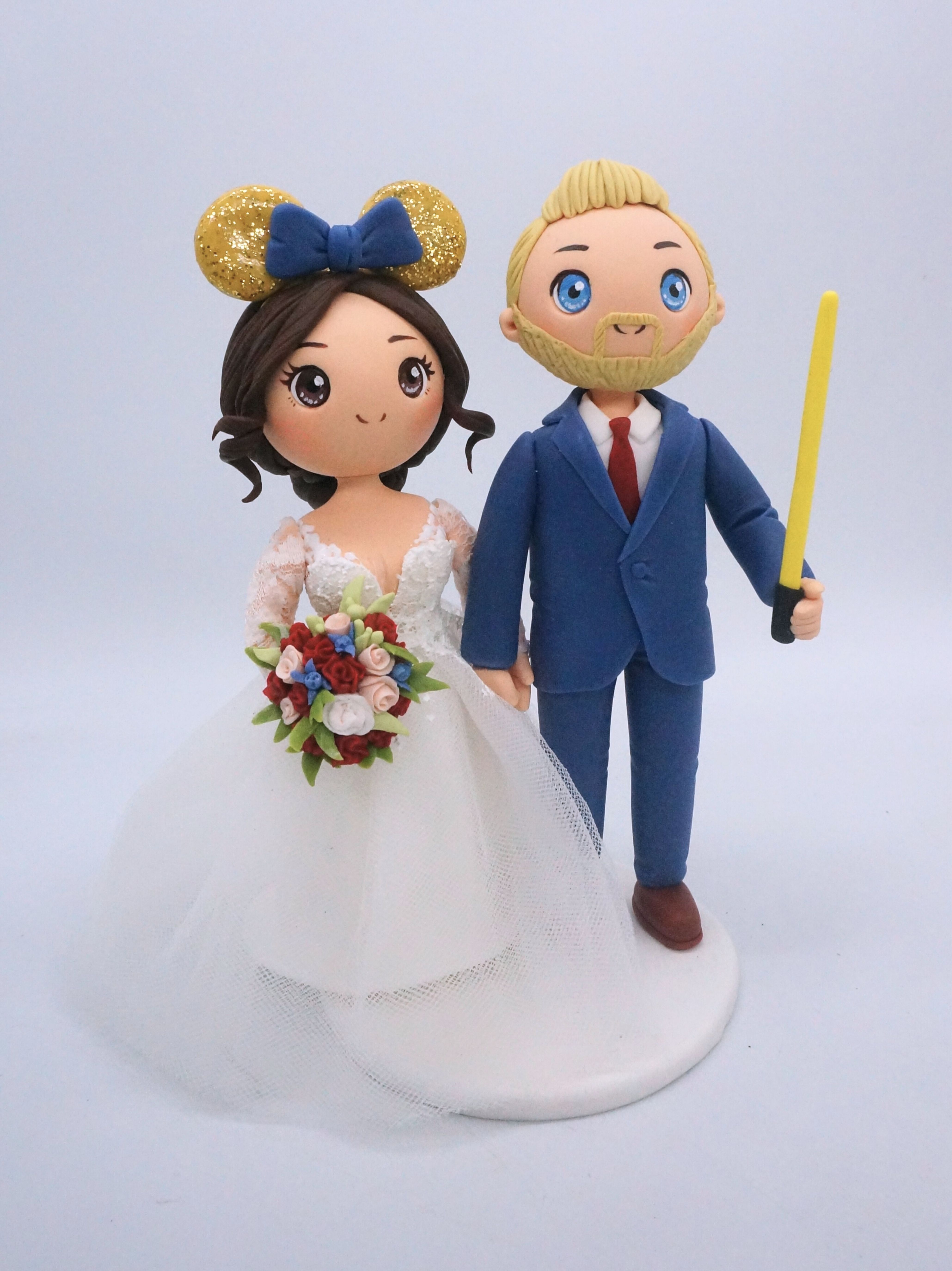 Picture of Minnie Bride & Star Wars Groom Wedding Cake Topper, Disney Fans and Star Wars fan wedding gift