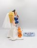 Picture of Electric Technician Groom & Blonde hair bride Wedding Cake Topper with Dogs, Muscular Groom Figurine