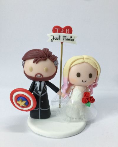 Picture of Captain America & Doctor Strange Wedding Cake Topper,  Superhero Themed Wedding Cake Decor
