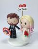 Picture of Captain America & Doctor Strange Wedding Cake Topper,  Superhero Themed Wedding Cake Decor