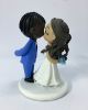 Picture of African American Wedding Cake Topper, Interracial Couple in blue theme decor
