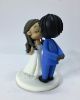 Picture of African American Wedding Cake Topper, Interracial Couple in blue theme decor