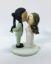 Picture of Man Bun Groom & Wavy Hair Bride Wedding Cake Topper, Kissing Bride & Groom Cake Topper, Sage Green Theme