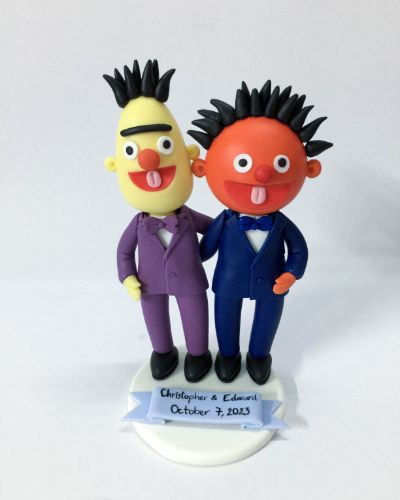 Picture of Gay Wedding Cake Topper, Bert & Ernie Wedding Cake Topper, Blue & Purple Wedding theme