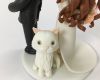 Picture of Wedding Cake Topper with Cat, Split Dress Bride & Buzzcut Groom Wedding Cake Topper