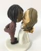 Picture of Braided Groom & Half do Bride Wedding Cake Topper, Kissing Interracial Wedding Couple Figurine