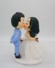 Picture of Mini Wedding Cake Topper with Dogs, Kissing Mr. & Mrs. Clay Figurine