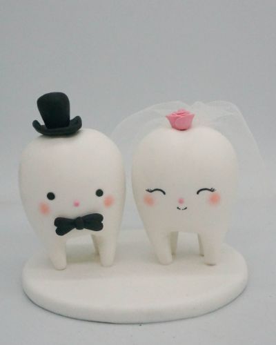 Picture of Teeth Couple Cake Topper, Molar Teeth Wedding Topper, Dentist Cake Topper