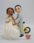 Picture of Bicycle Wedding Cake Topper, Office Romance Wedding Cake Topper, Interracial Bride & Groom Figurine