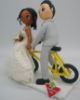 Picture of Bicycle Wedding Cake Topper, Office Romance Wedding Cake Topper, Interracial Bride & Groom Figurine