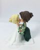 Picture of Lesbian Wedding Cake Topper, Bride & Bride Wedding Clay Figurine, Emerald Wedding Cake Topper