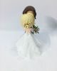 Picture of Lesbian Wedding Cake Topper, Bride & Bride Wedding Clay Figurine, Emerald Wedding Cake Topper