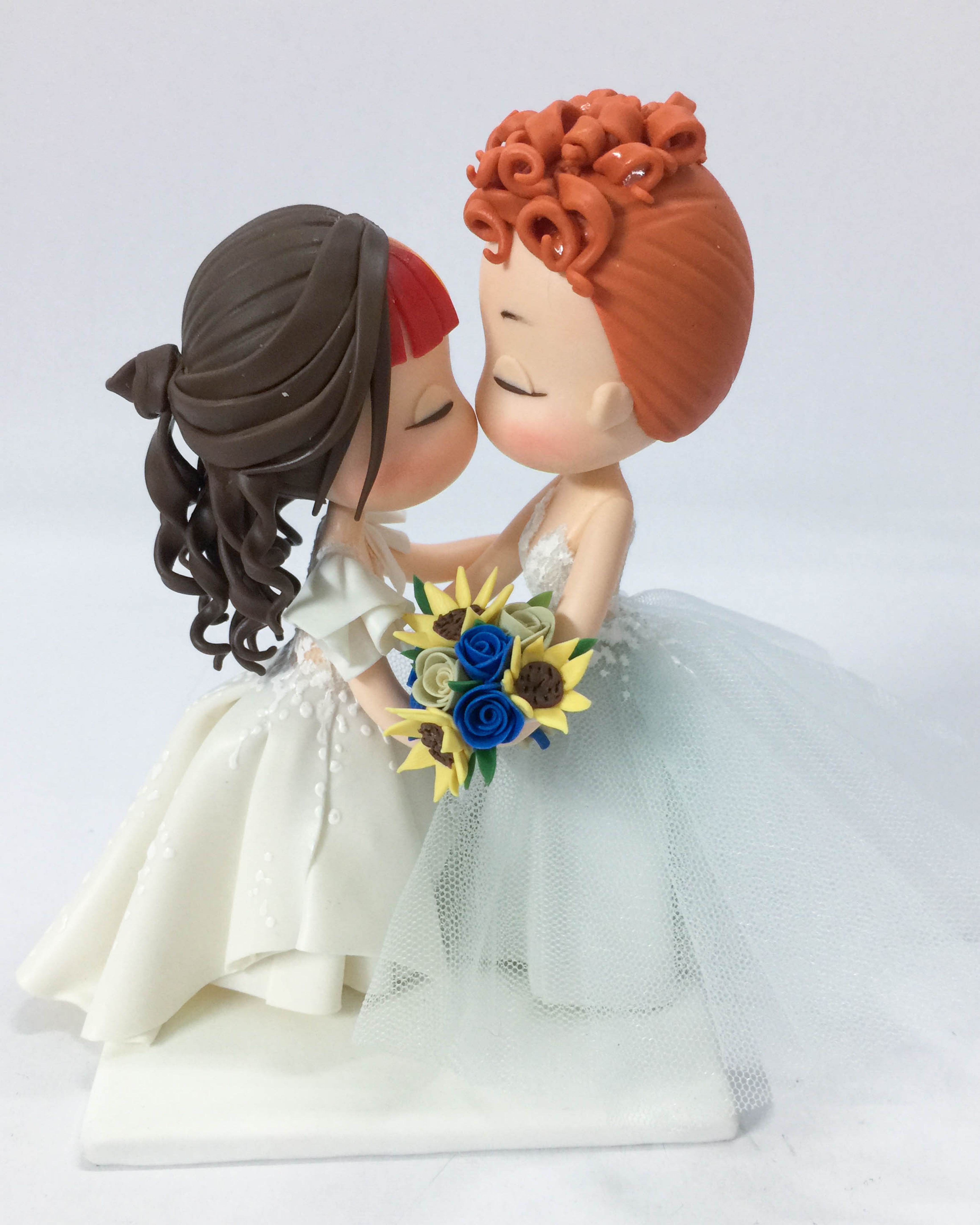 Picture of Kissing Bride & Bride Wedding Cake Topper, Pride Wedding Cake Topper, Wedding Gifts for Lesbian Couple