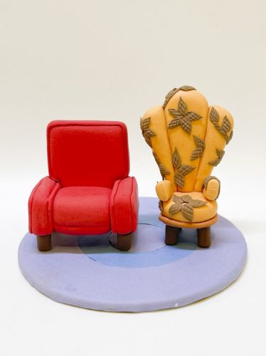 Picture of Carl & Ellie's Chair Wedding Cake Topper (smaller size), UP Wedding Cake Topper, UP Chair Clay Figurine