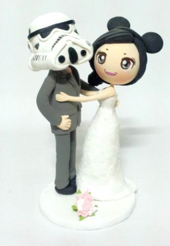 Picture of Stormtrooper & Mickey Wedding  Cake Topper, Star Wars Wedding Cake Decor