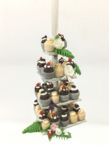 Picture of Wedding Cupcake Tower Ornament, Cupcake Tower Replica Figurine, 1st Anniversary Gifts 