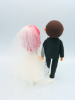 Picture of Unique wedding cake topper, Pink hair Bride and Groom Wedding Cake Topper