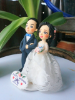 Picture of Beautiful wedding dress clay doll, Blue wedding topper