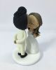 Picture of Interracial Wedding Couple Cake Topper, Afro Bun Groom and Half Do Bride Topper