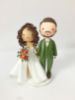 Picture of Autumn Wedding Cake Topper, Split- dress wedding gown, Bearded Groom and Curly Haired Bride Wedding Figurine