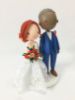 Picture of Mixed Race Wedding Cake Topper, Interracial wedding couple, Red Hair Bride & Gray hair groom Wedding Figurine
