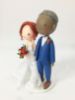 Picture of Mixed Race Wedding Cake Topper, Interracial wedding couple, Red Hair Bride & Gray hair groom Wedding Figurine