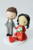 Picture of Chinese Bride & American Groom Wedding Cake Topper,  Mini Interracial Couple Clay Figurine