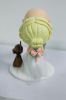 Picture of Stubble Beard Bald Groom & Updo Blonde Hair Bride Wedding  Cake Topper, Kissing Bride & Groom with a Cat Figurine