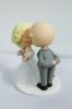 Picture of Stubble Beard Bald Groom & Updo Blonde Hair Bride Wedding  Cake Topper, Kissing Bride & Groom with a Cat Figurine