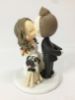 Picture of Kissing wedding couple with a dog, Bride & Groom with dog wedding cake topper, Wedding gift for dog mama, Pug Mama Gift