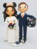 Picture of Motorcycle Racer Groom & Minnie Mouse Bride Wedding Cake Topper, Traveler and Gamer wedding cake topper
