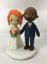 Picture of Orange Haired Bride & Bald Groom Wedding Cake Topper, Interracial Couple Wedding Cake Topper
