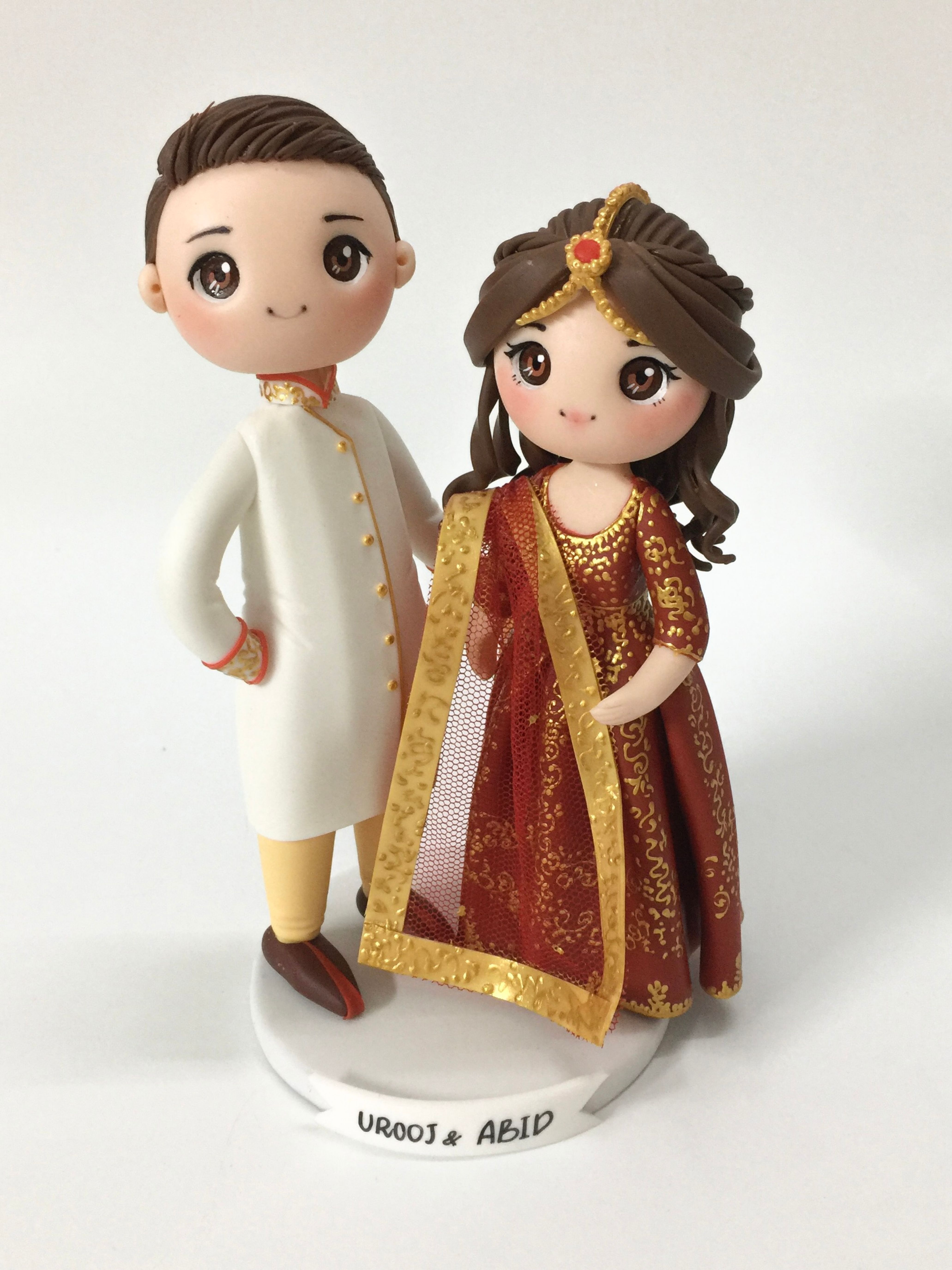 Picture of Saree & Sherwani Indian Wedding Cake Topper, Wedding Gifts for Indian Couples, Traditional Asian Wedding Decor