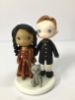 Picture of Saree & Sherwani Wedding Cake Topper with Cat, Indian & Pakistani Wedding, Ethnic Couple Wedding Centerpiece 