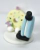 Picture of Donut Bride & Oreo Groom Wedding Cake Topper, Baker Wedding Cake Topper, Pink & Blue wedding theme