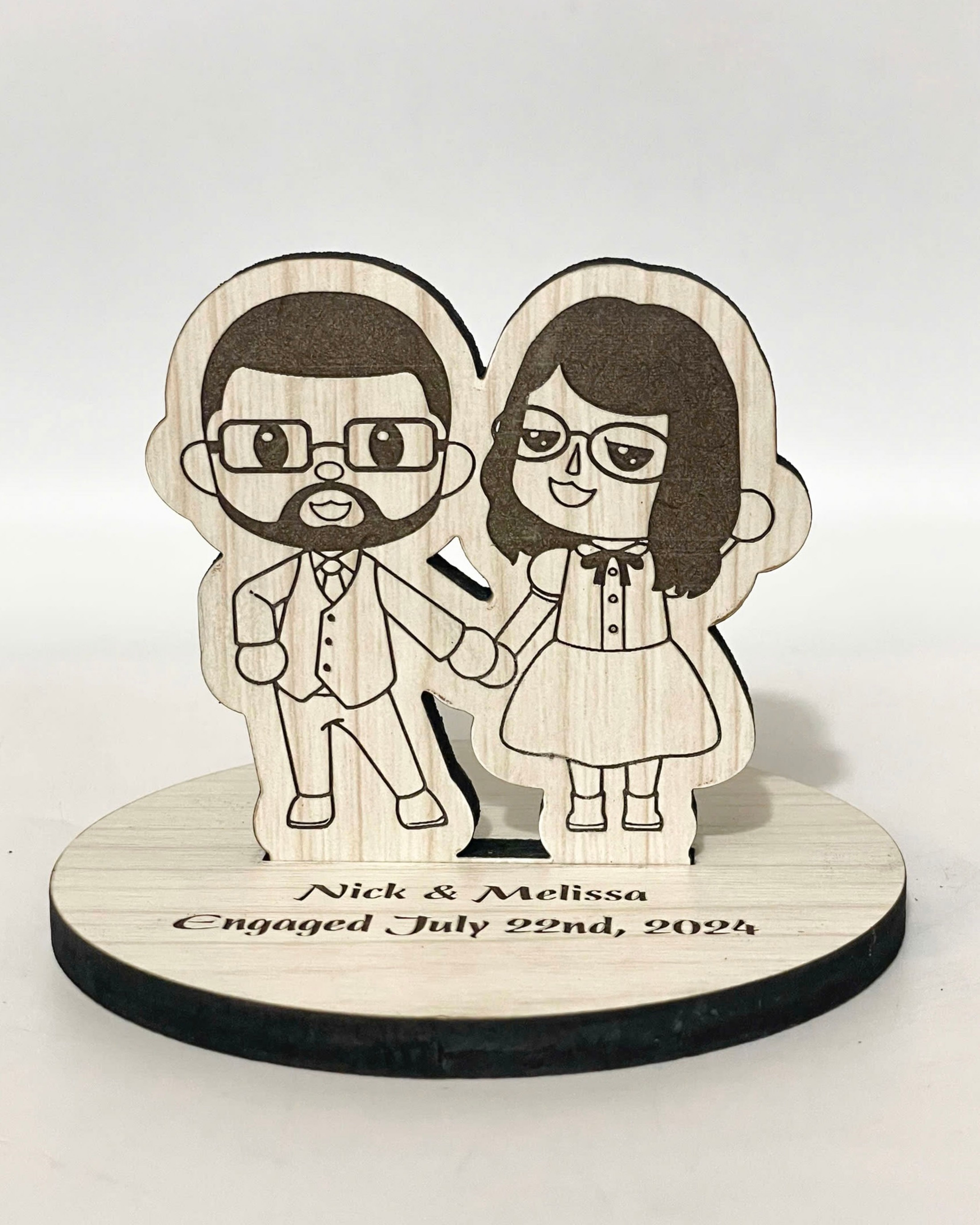 Picture of Animal Crossing Engagement Cake Topper, Wedding Dance Bride & Groom Wood Standee, Custom Groom Bride name