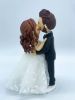 Picture of Pastel Themed Wedding Cake Topper, Sweet Kiss Wedding Cake Topper, Fairytale 3D Floral Lace Wedding Dress