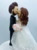 Picture of Pastel Themed Wedding Cake Topper, Sweet Kiss Wedding Cake Topper, Fairytale 3D Floral Lace Wedding Dress