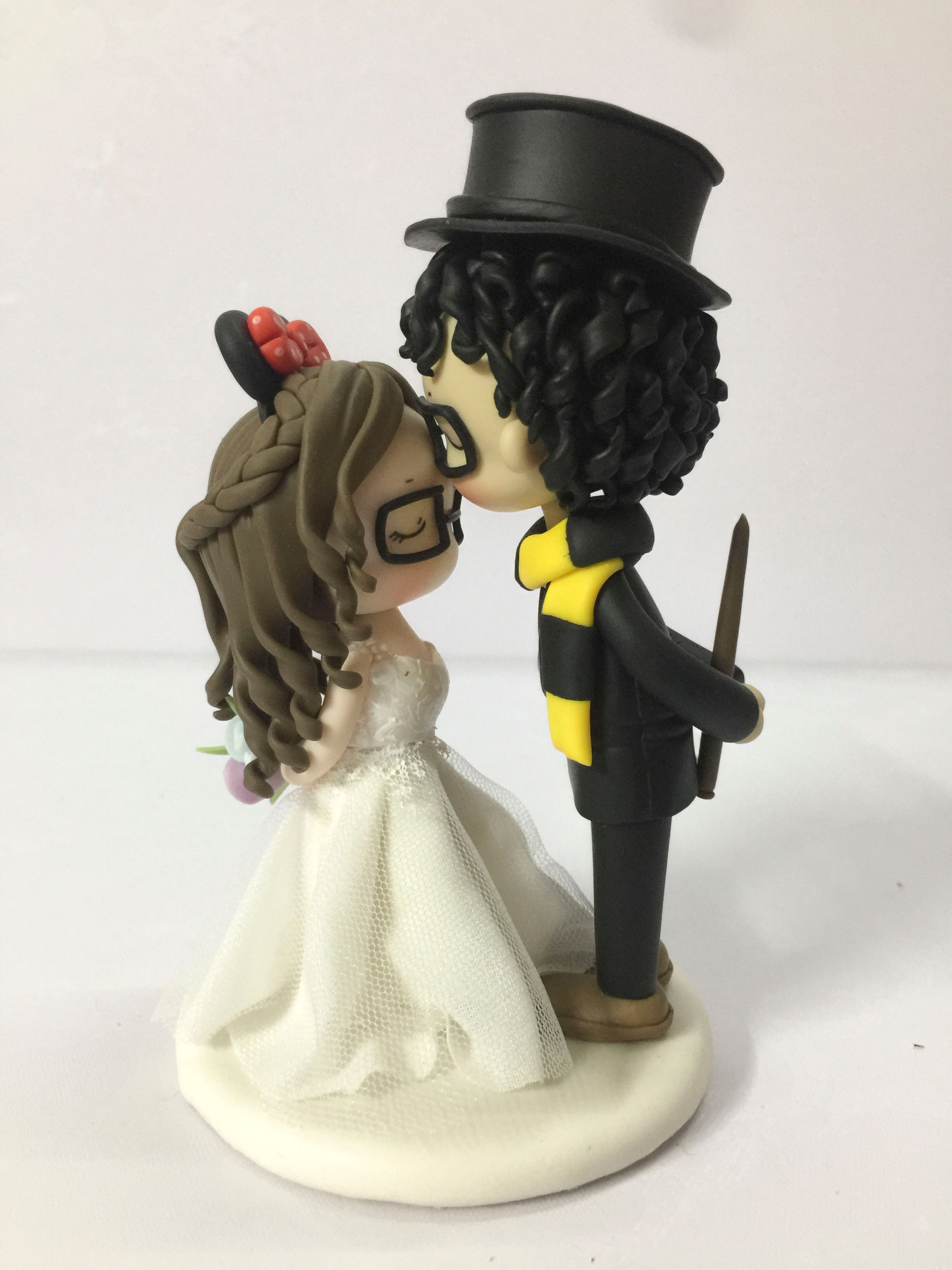 Picture of Harry Potter Groom & Mickey Bride Wedding Cake Topper, Forehead kissing couple
