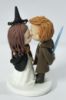 Picture of Jedi Groom & Wizard Bride Wedding Cake Topper, Star Wars & Harry Potter Wedding Theme, Movie Fandom Wedding Decor