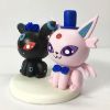 Picture of Shiny Umbreon & Espeon Wedding Cake Topper, Handmade Pokemon Clay Figurine,  Gamers Engagement Party Decor