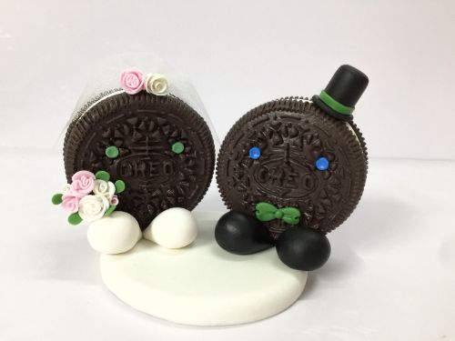 Picture of Oreo Bride & Groom Wedding Cake Topper, Cookie Cake Topper, Anniversary gift for Oreo fan