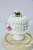 Picture of Custom 1 tier cake ornament with topper and high stand, First Christmas married ornament